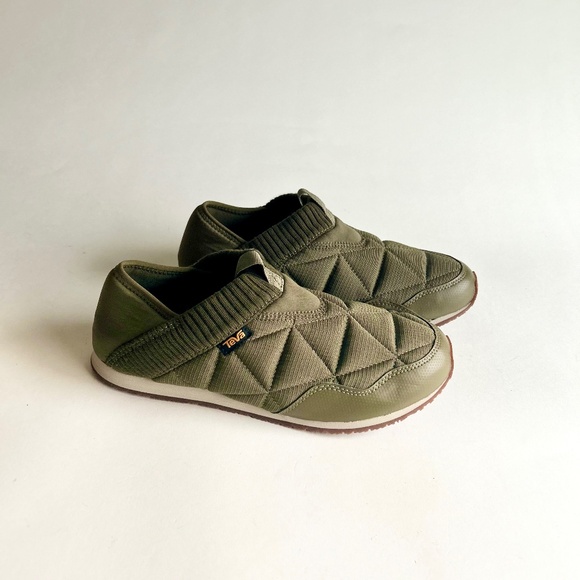 Men’s New Teva Olive Green Canvas Leather Rubber Outsole Sneakers Mules Size 10 - Picture 1 of 14